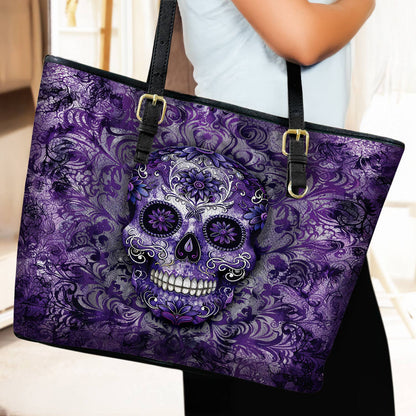 Lorva Leather Tote Bag Gorgeous Mandala Sugar Skull
