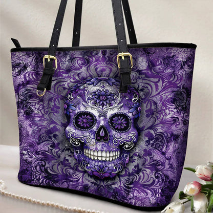 Lorva Leather Tote Bag Gorgeous Mandala Sugar Skull