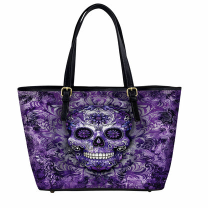 Lorva Leather Tote Bag Gorgeous Mandala Sugar Skull