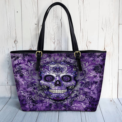 Lorva Leather Tote Bag Gorgeous Mandala Sugar Skull