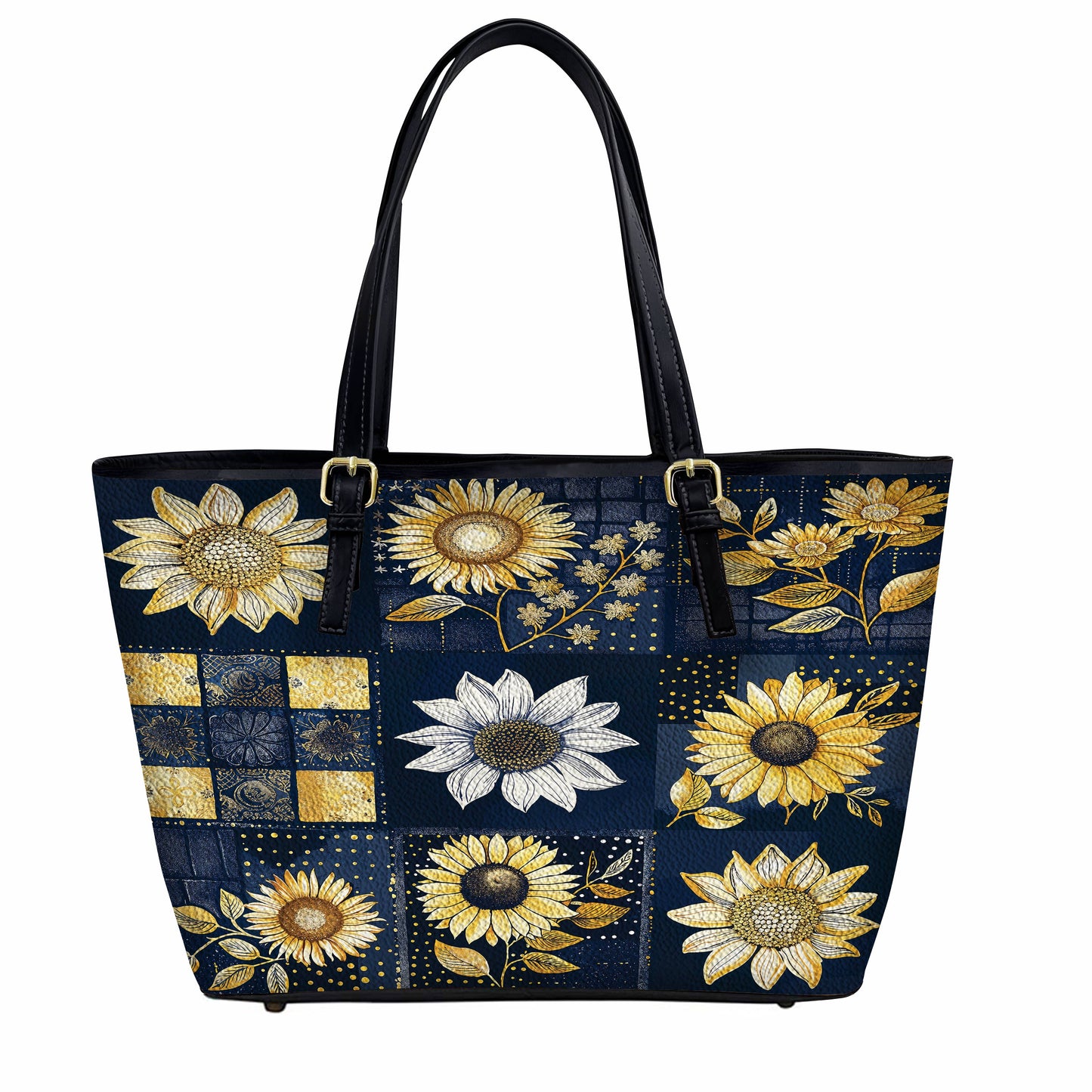 Lorva Leather Tote Bag Classical Sunflowers