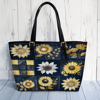 Lorva Leather Tote Bag Classical Sunflowers
