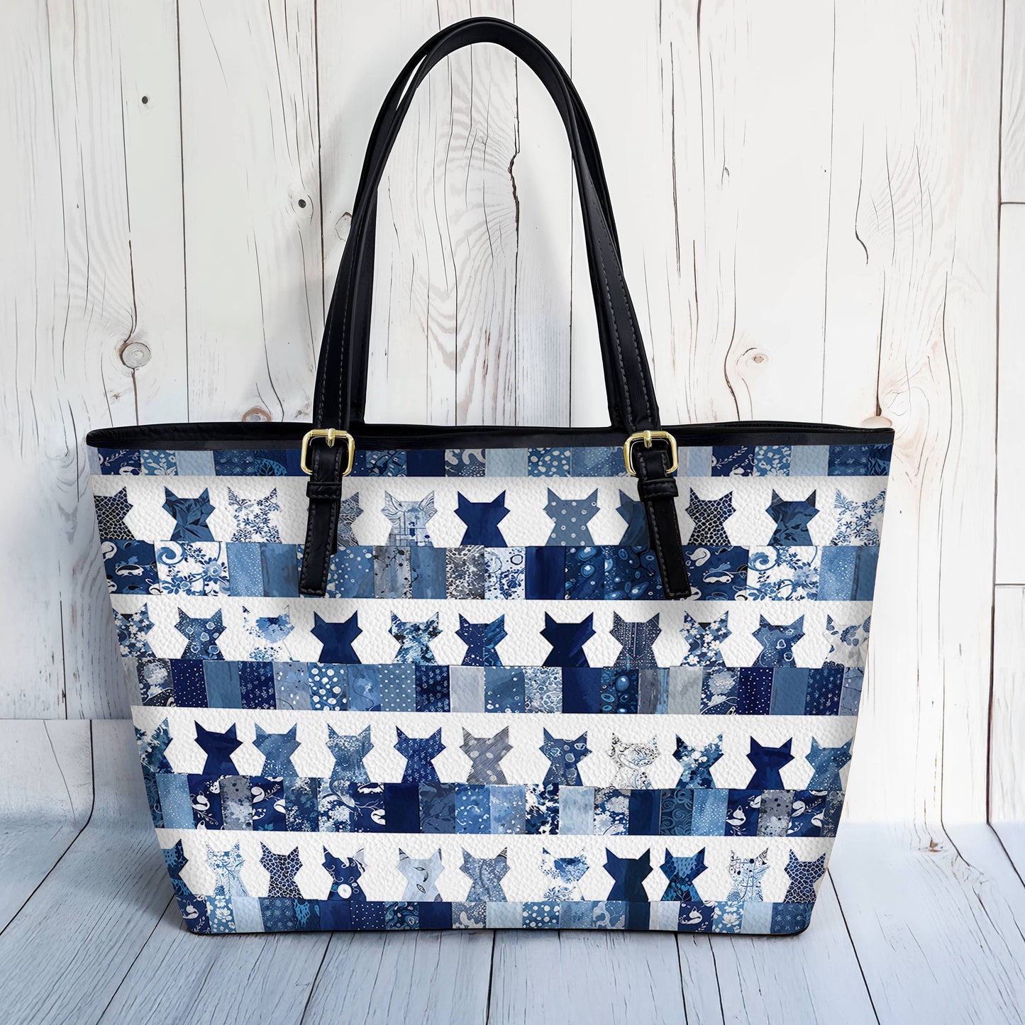 Lorva Leather Tote Bag Patchwork Purrs