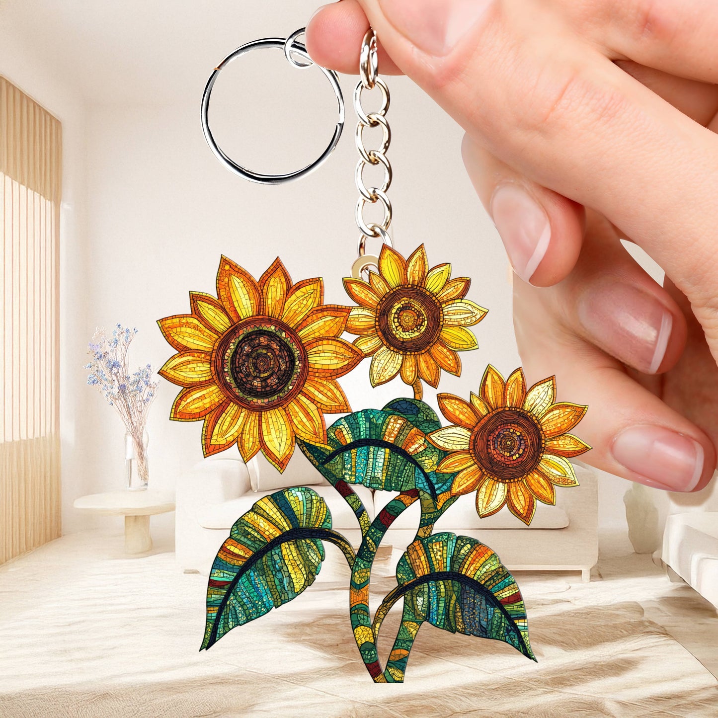 Lorva Sunflower Keychain To My Two Daughters