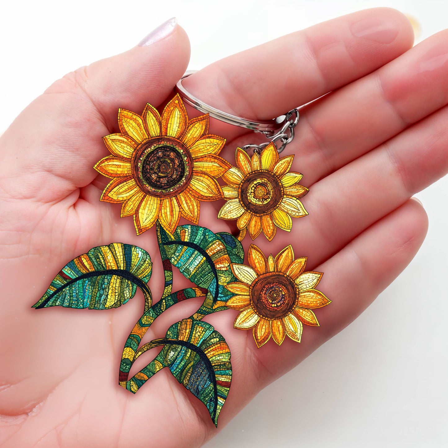 Lorva Sunflower Keychain To My Two Daughters