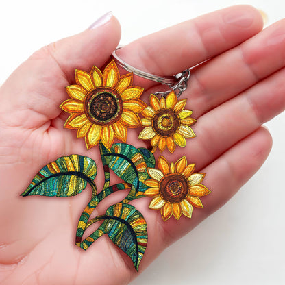 Lorva Sunflower Keychain To My Two Daughters