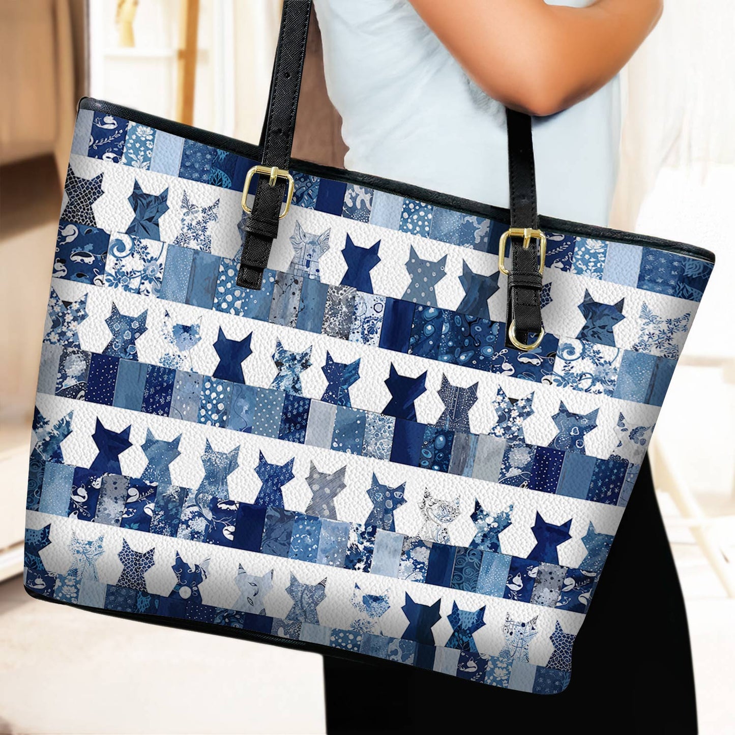 Lorva Leather Tote Bag Patchwork Purrs