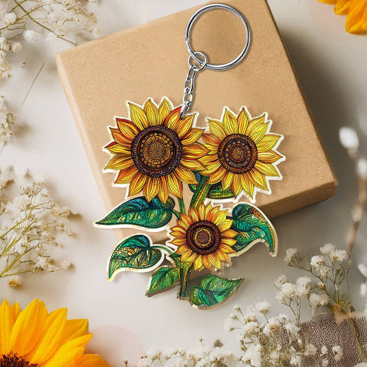 Lorva Sunflower Keychain My Family