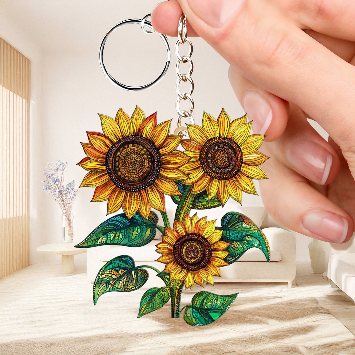 Lorva Sunflower Keychain My Family