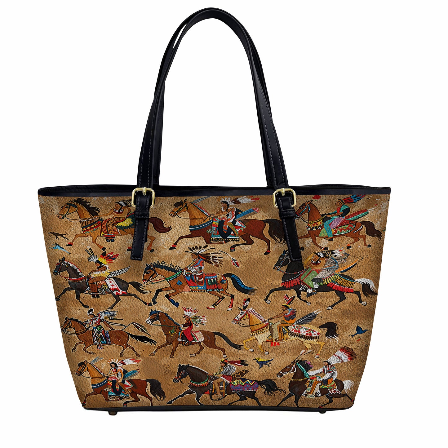 Lorva Leather Tote Bag Majestic Native Horses