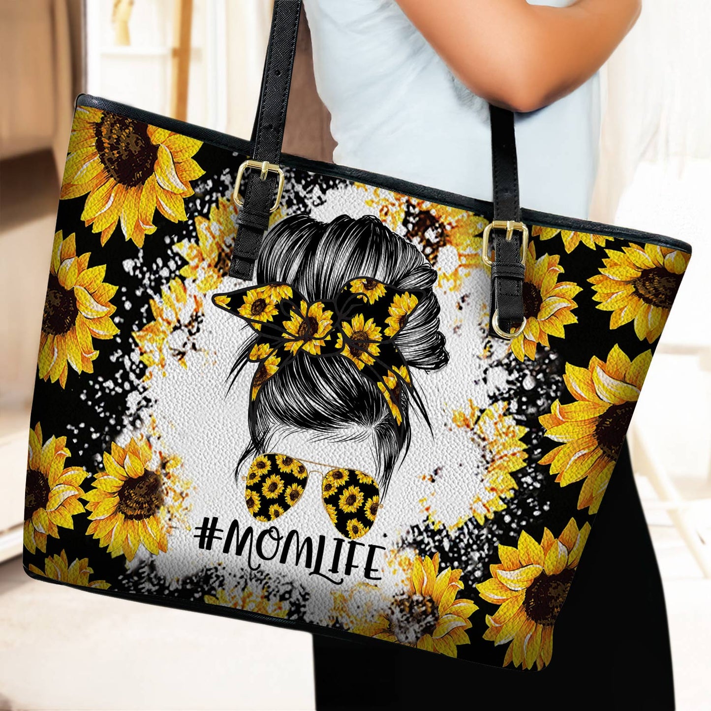 Lorva Sunflower Leather Tote Bag Momlife