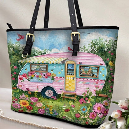 Lorva Leather Tote Bag Happy Camper