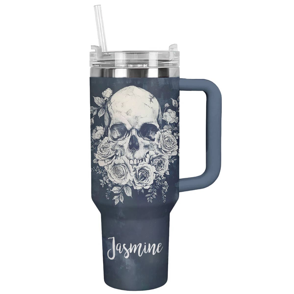Lorva Personalized Skull Tumbler Classical Floral Skull
