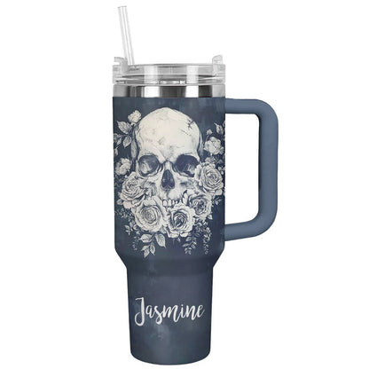 Lorva Personalized Skull Tumbler Classical Floral Skull