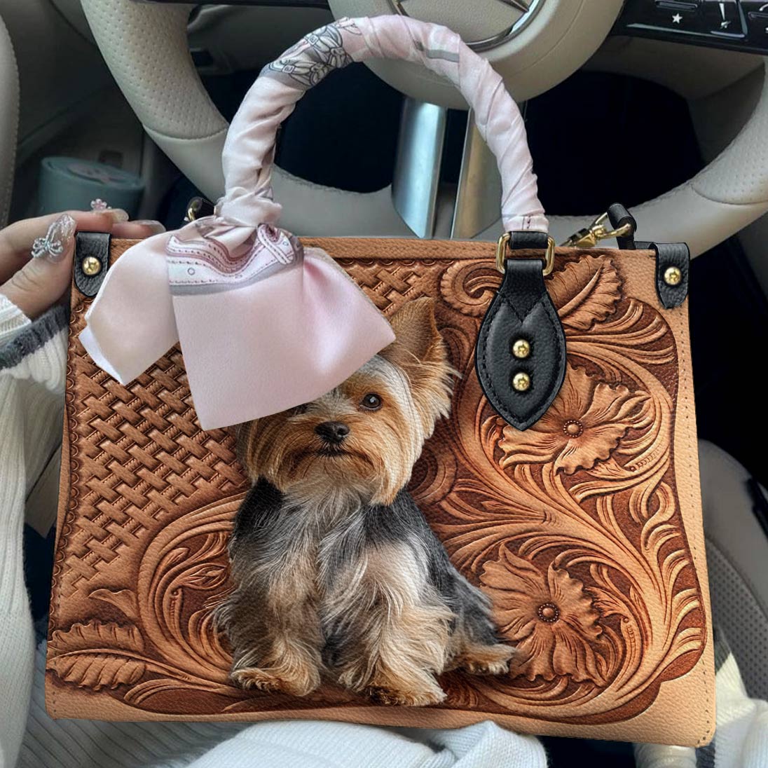 Lorva Leather Bag Yorkie Blossom Charm