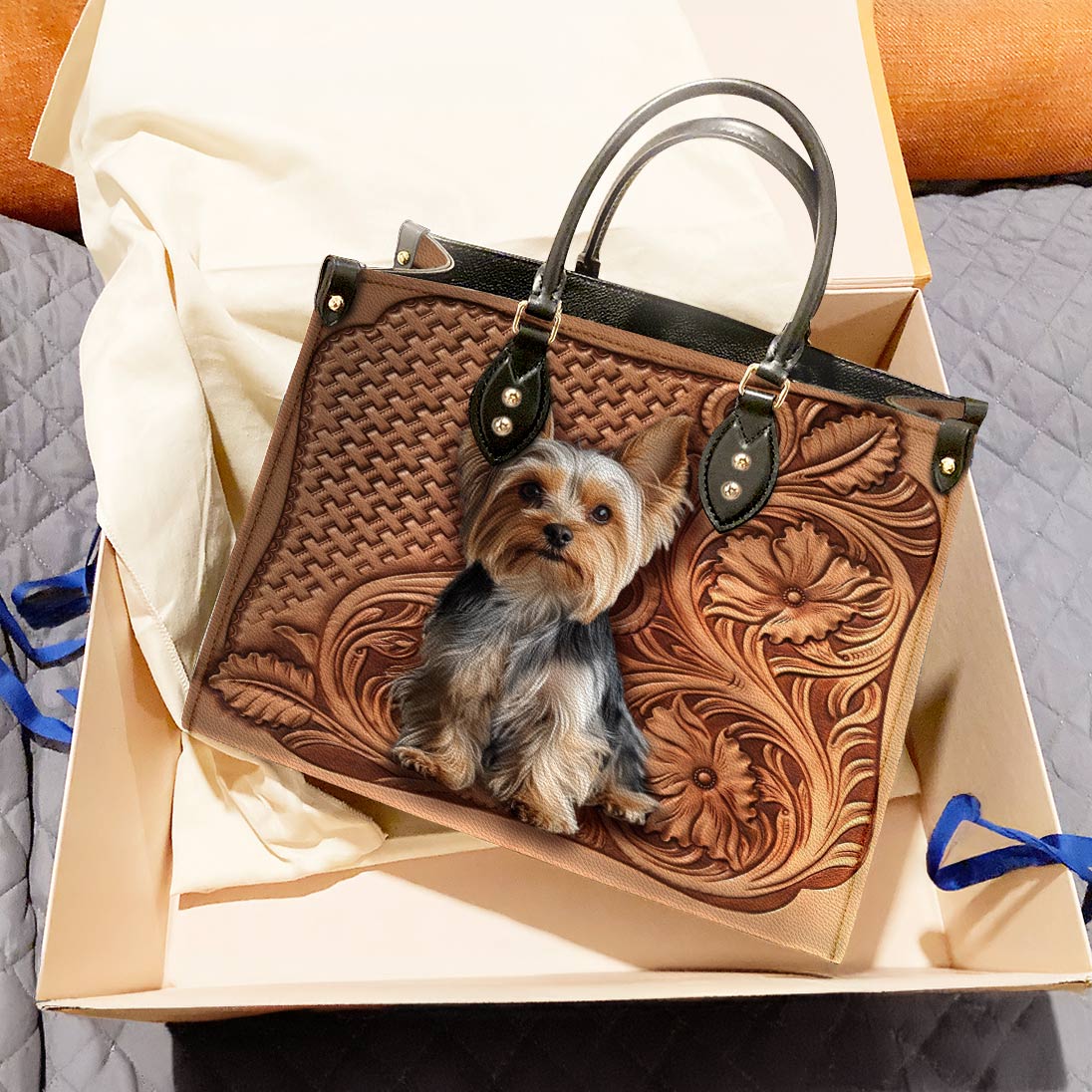 Lorva Leather Bag Yorkie Blossom Charm
