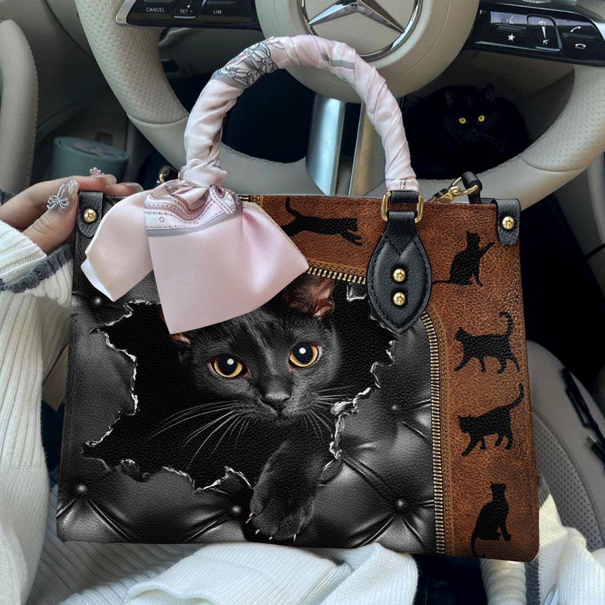 Lorva Leather Bag Gorgeous Black Cat