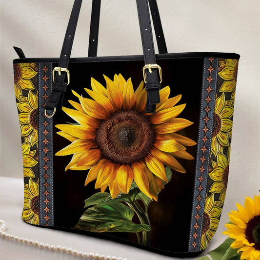 Lorva Sunflower Leather Tote Bag Faith Hope