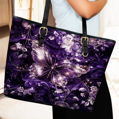 Lorva Butterfly Leather Tote Bag Midnight Sparkle Butterfly
