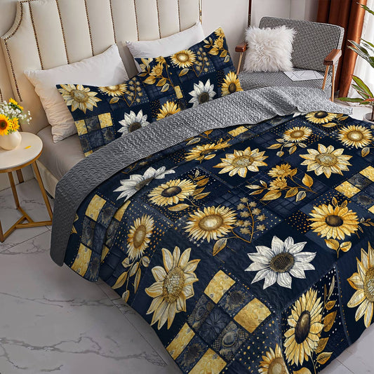 Lorva All Season Quilt 3-Piece Set Classical Sunflowers