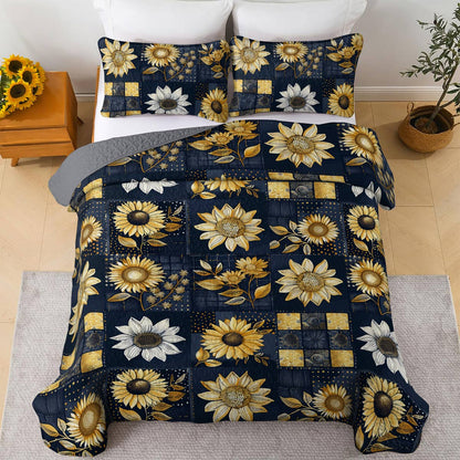 Lorva All Season Quilt 3-Piece Set Classical Sunflowers