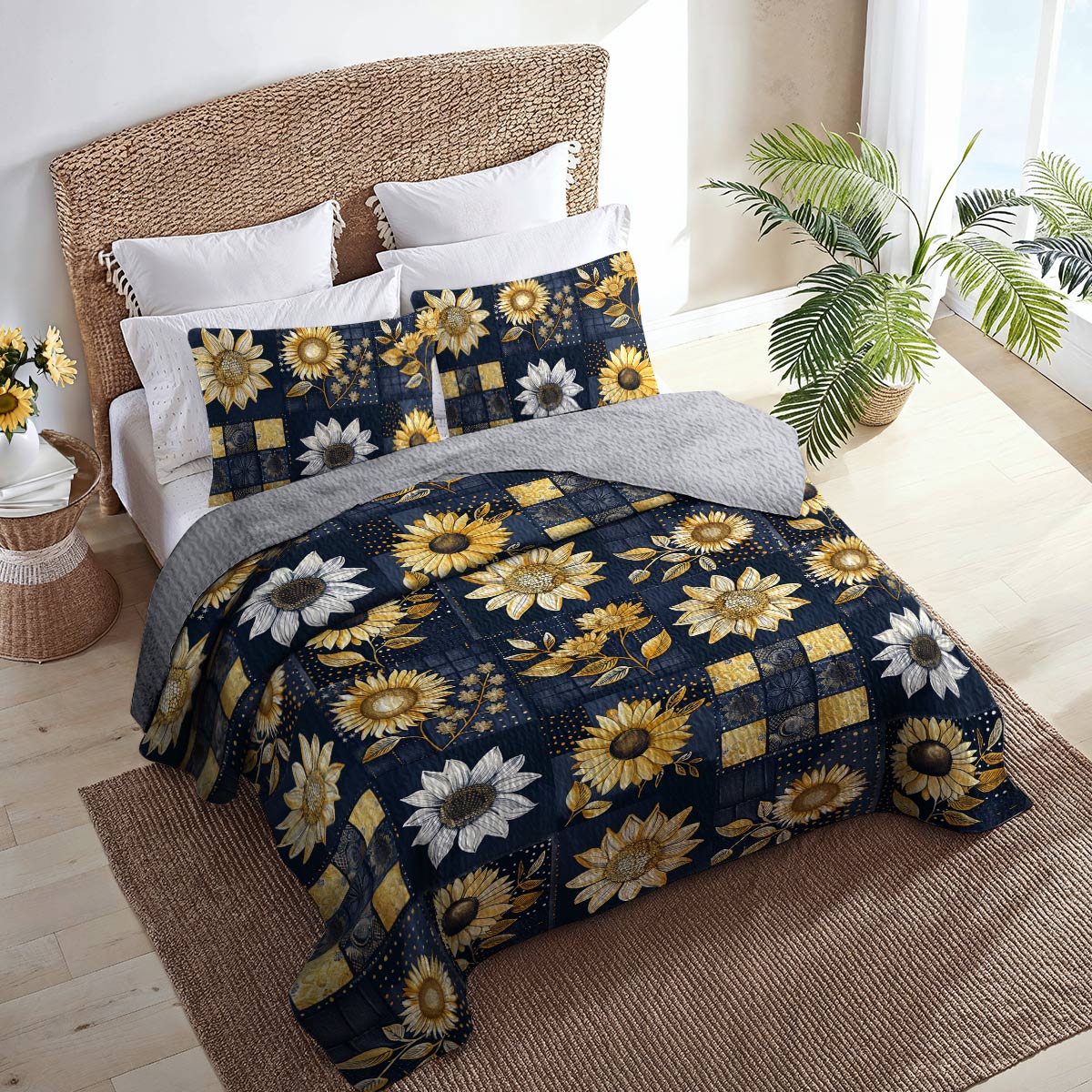 Lorva All Season Quilt 3-Piece Set Classical Sunflowers