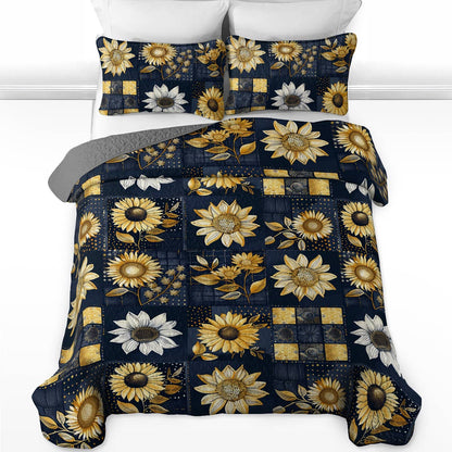Lorva All Season Quilt 3-Piece Set Classical Sunflowers