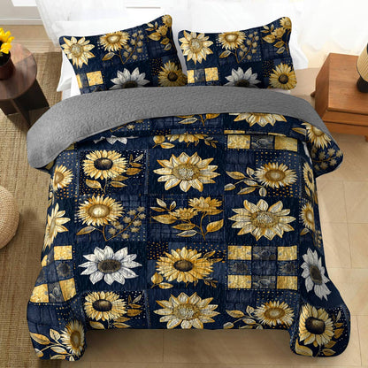 Lorva All Season Quilt 3-Piece Set Classical Sunflowers