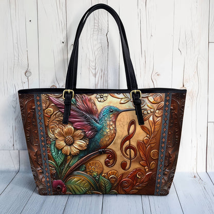 Lorva Hummingbird Leather Tote Bag Melody in Flight