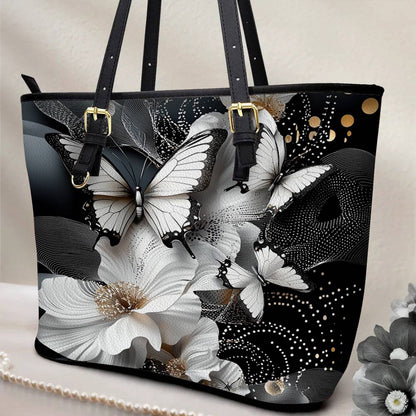 Lorva Butterfly Leather Tote Bag Midnight Flutter