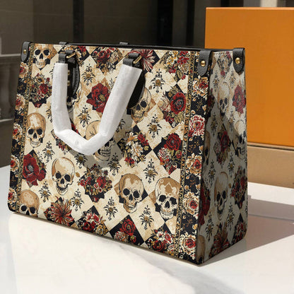 Lorva Skull Leather Bag Gothic Rose