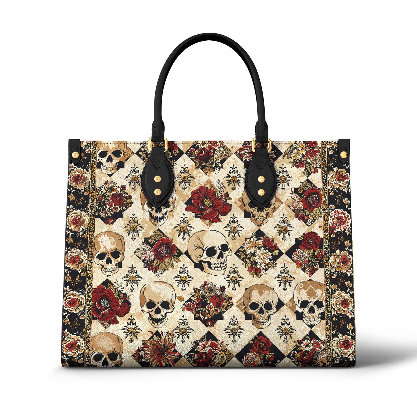 Lorva Skull Leather Bag Gothic Rose