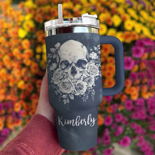 Lorva Personalized Skull Tumbler Classical Floral Skull