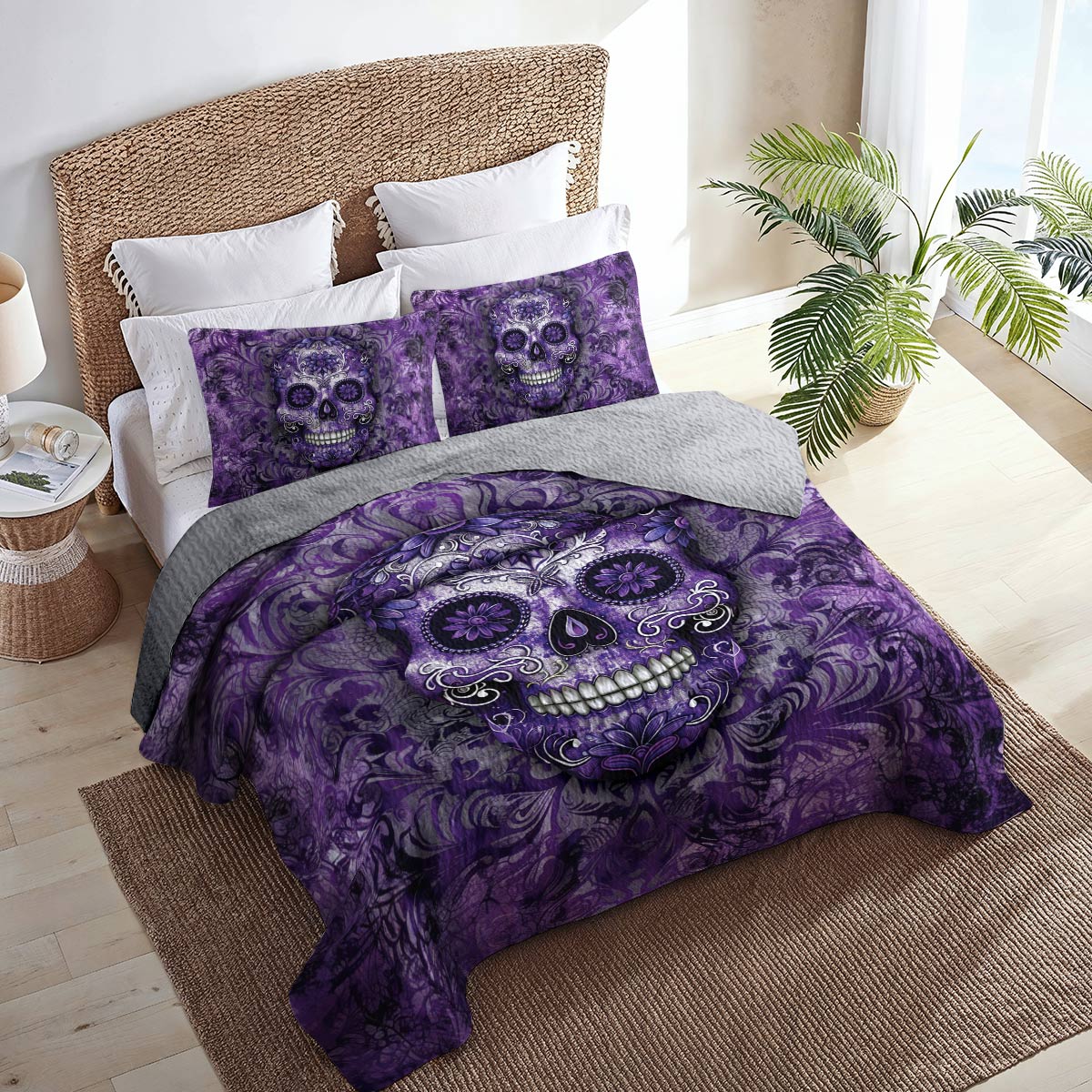 Lorva All Season Quilt 3-Piece Set Gorgeous Mandala Sugar Skull