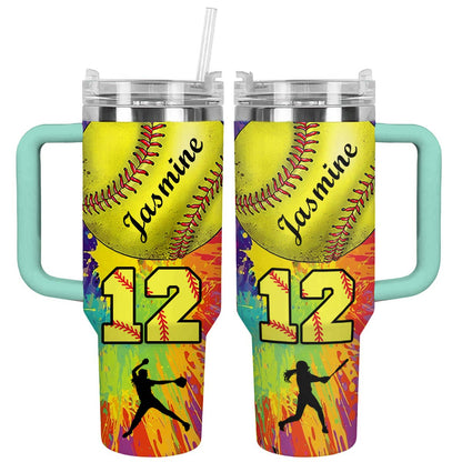 Lorva Personalized Tumbler Colorful Softball
