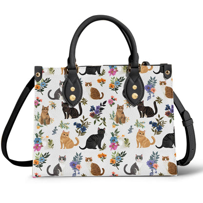 Lorva Leather Bag Cute Floral Cats