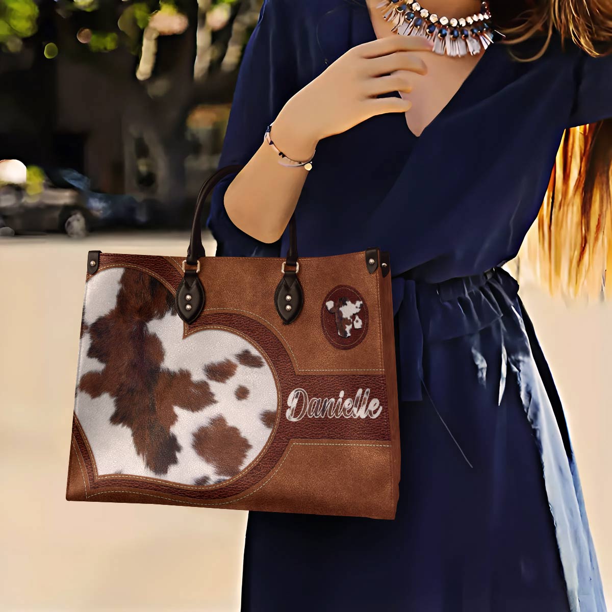 Lorva Personalized Cow Leather Bag Moo-Chic