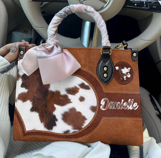 Lorva Personalized Cow Leather Bag Moo-Chic