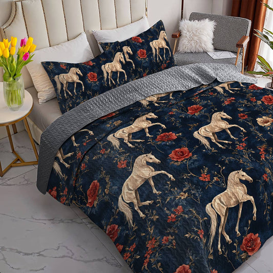 Lorva Horse All Season Quilt 3-Piece Set Mystical