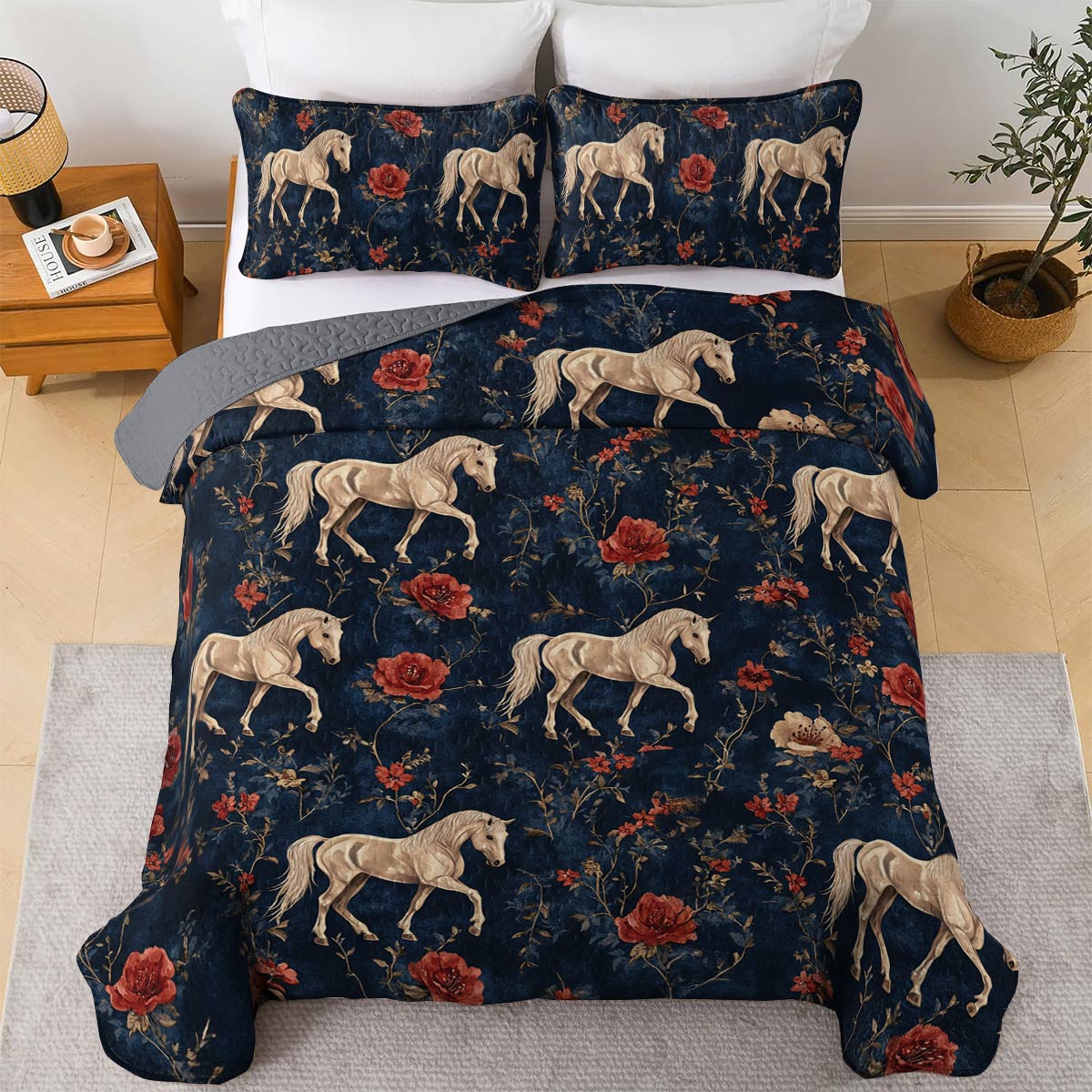 Lorva Horse All Season Quilt 3-Piece Set Mystical
