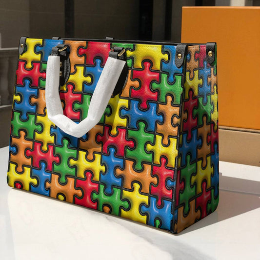 Lorva Leather Bag Puff Puzzle Piece