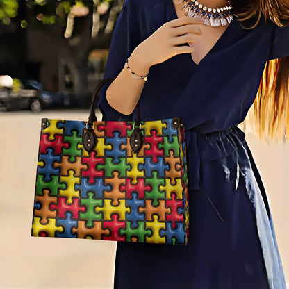 Lorva Leather Bag Puff Puzzle Piece