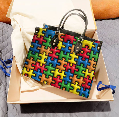 Lorva Leather Bag Puff Puzzle Piece