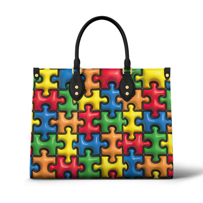 Lorva Leather Bag Puff Puzzle Piece
