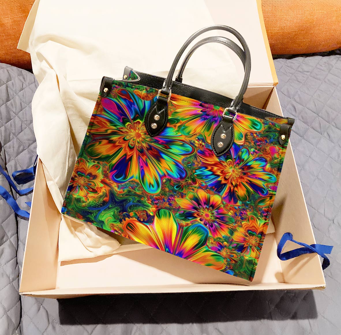 Lorva Hippie Leather Bag Groovy Bloom