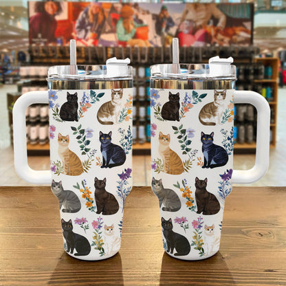 Lorva Tumbler Charming Floral Cats