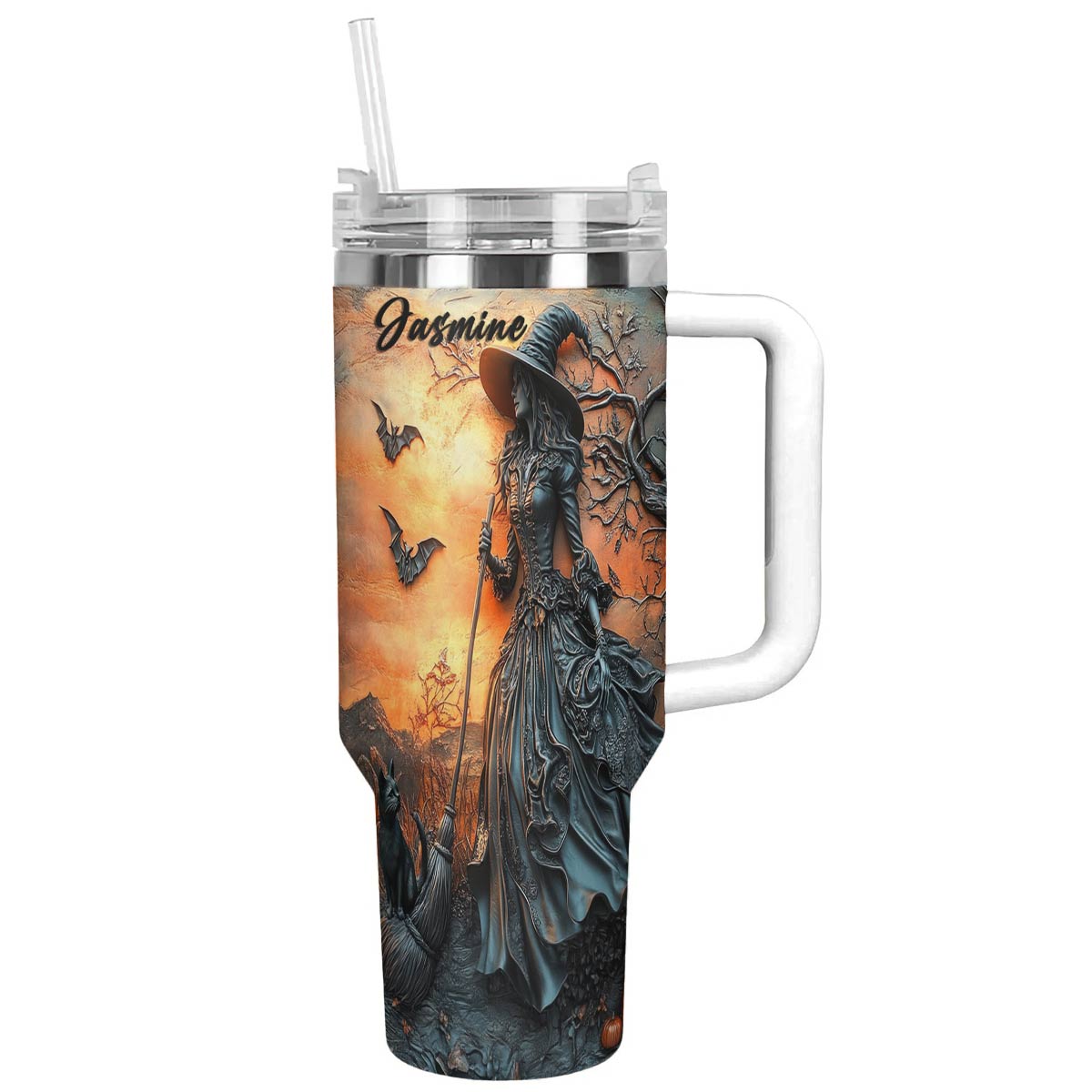Witch Lorva Tumbler Personalized Enchanted Sunset