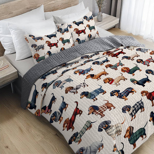 Dachshund Lorva All Season Quilt 3-Piece Set Joyful