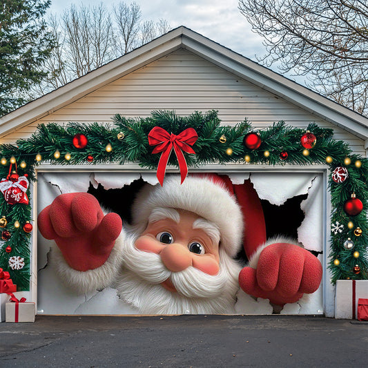 Lorva Christmas Garage Door Banner Decoration Santa's Surprise