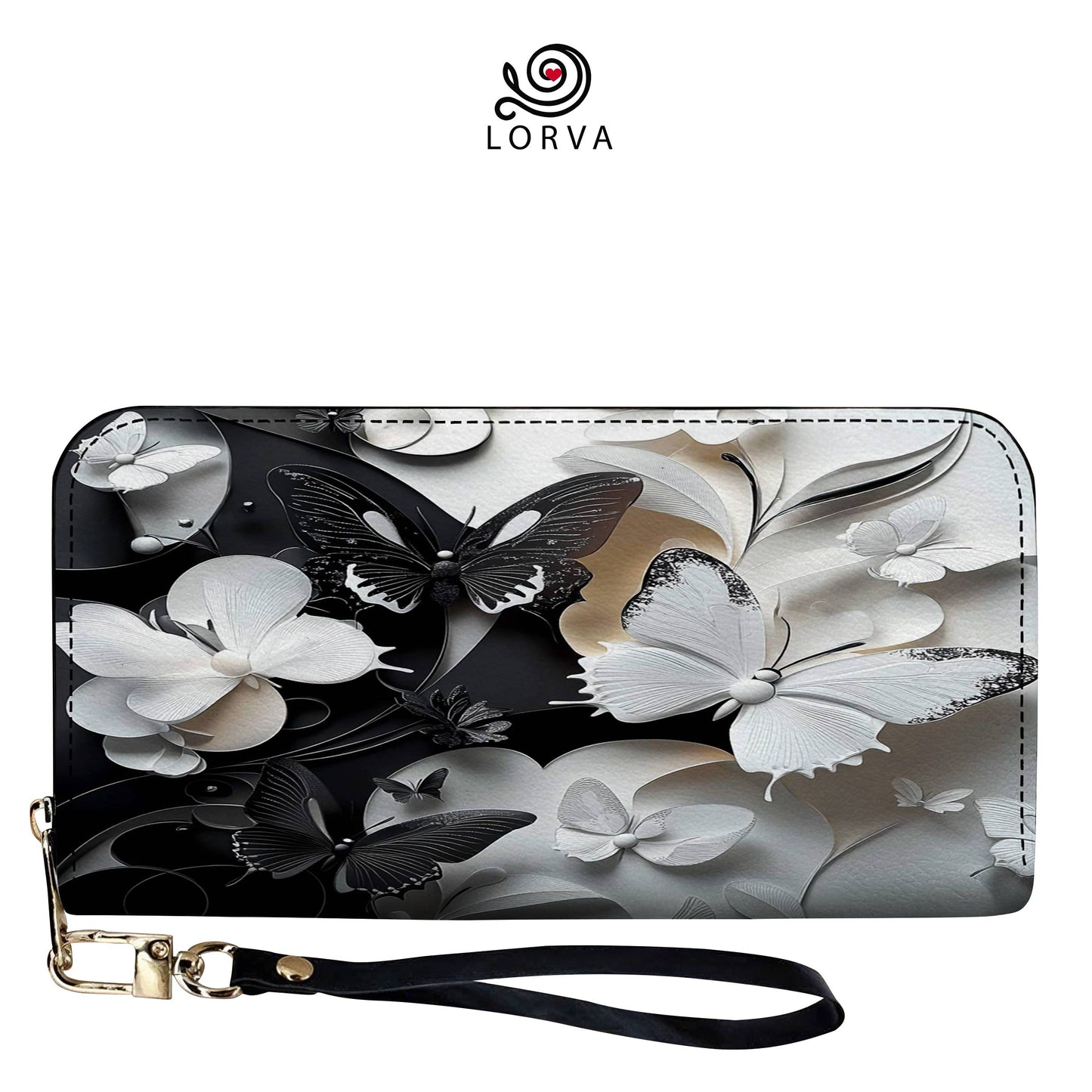 Lorva Butterfly Leather Wallet Monochrome Mirage